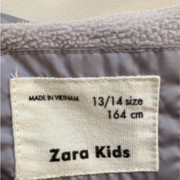 Zara Girls Fleece Lined Silver Puffa Parka Jacket - Picture 3 of 3